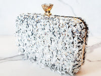 Silver Sequin Clutch Purse