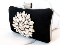 Black Velvet Jeweled Clutch Purse