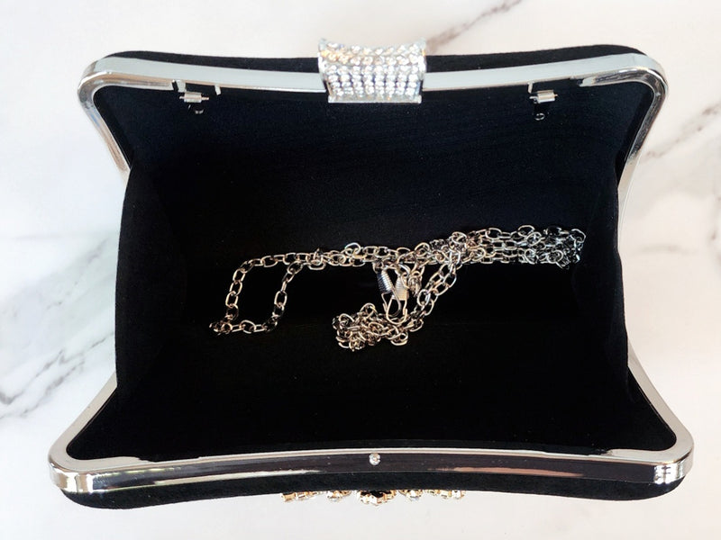 Black Velvet Jeweled Clutch Purse