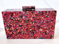 Red Confetti Resin Clutch Purse