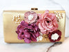 Gold Flower Embellished Clutch Purse