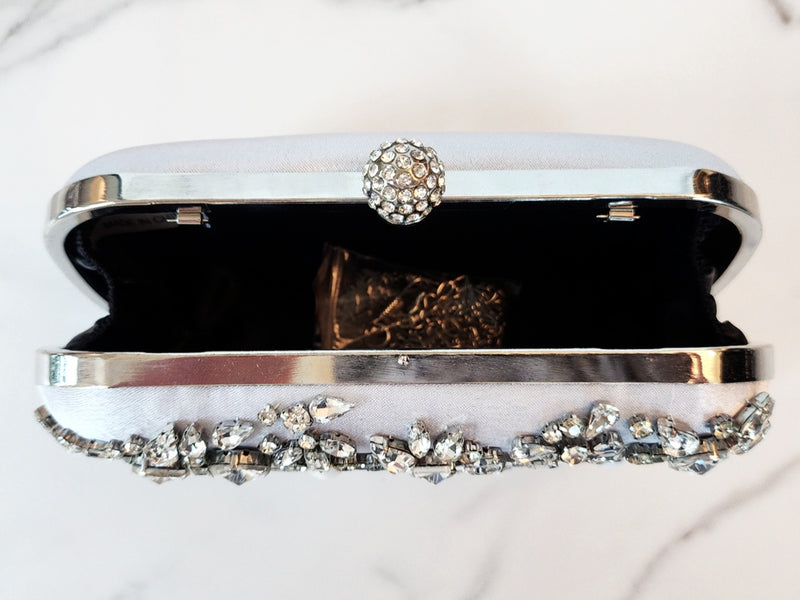 Silver Beaded Clutch Purse