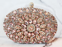 Gold and Peach Jeweled Clutch Purse