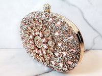 Gold and Peach Jeweled Clutch Purse