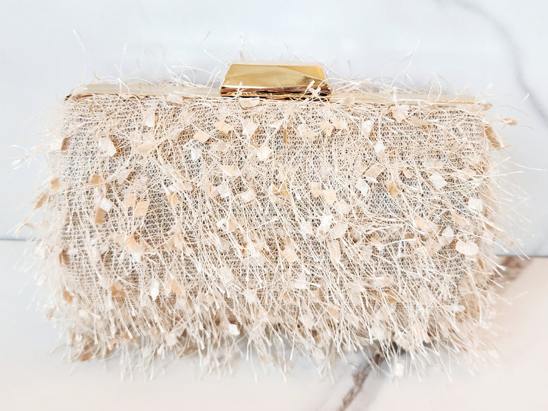 Cream Tassel  Clutch Purse