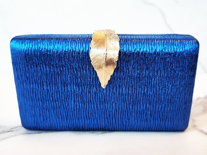 Royal Blue Leaf Clutch Purse