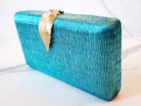 Teal Blue Leaf Clutch Purse