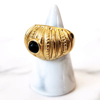 Goldtone Black Stone Ring