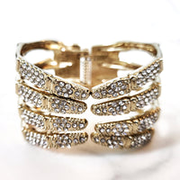 Goldtone and Diamond Claw Cuff Bracelet