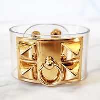 Gold and Transparent Cuff Bracelet