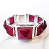 Sterling Silver Red Corundum Geometric Bracelet