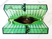 Green Resin Jeweled Transparent Clutch