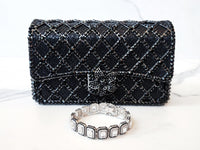 Black Crystal Clutch and Sterling Silver Tennis Bracelet