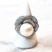 Sterling Silver Pearl Flower Ring