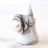 Sterling Silver Pearl Flower Ring