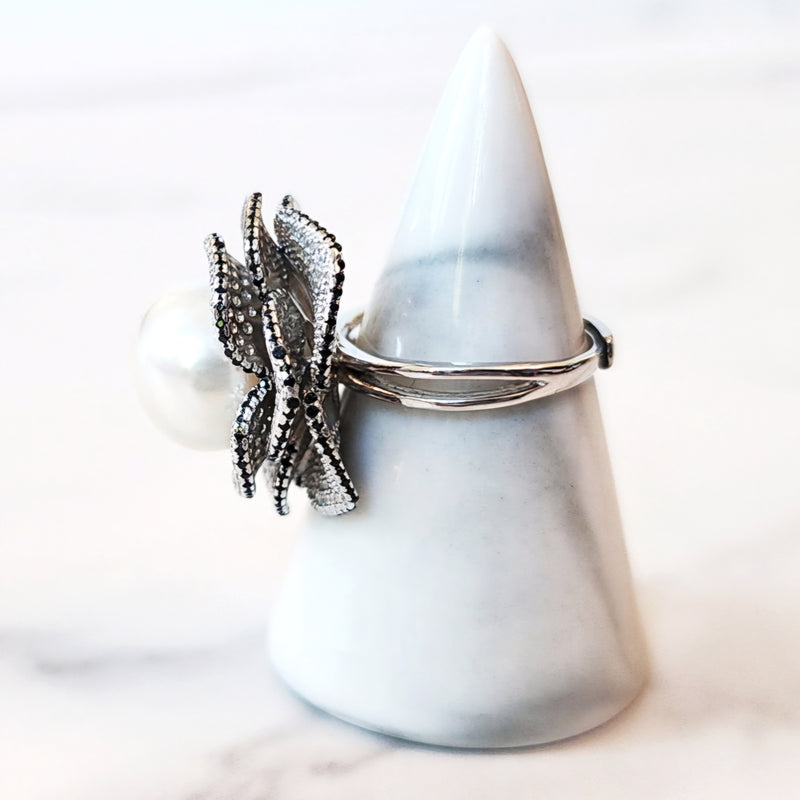 Sterling Silver Pearl Flower Ring