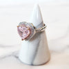 Sterling Silver Pink Heart Diamond Ring