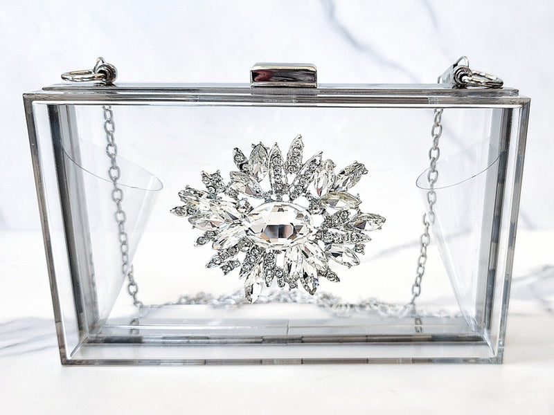 Transparent Jeweled Clutch Purse