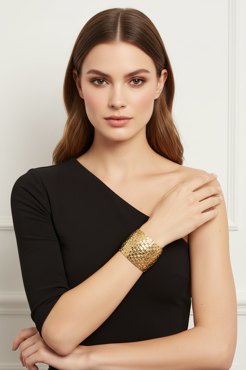 Gold Woven Cuff Bracelet