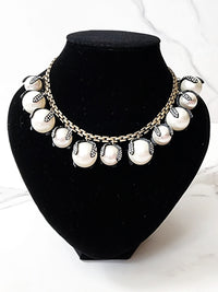 Black and White Embellished Ball Necklace