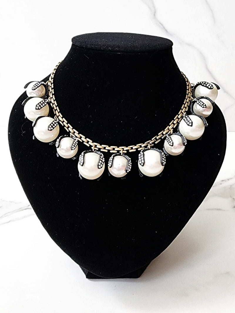 Black and White Embellished Ball Necklace