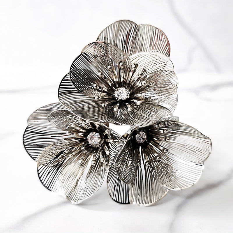 Silver Flower Cuff