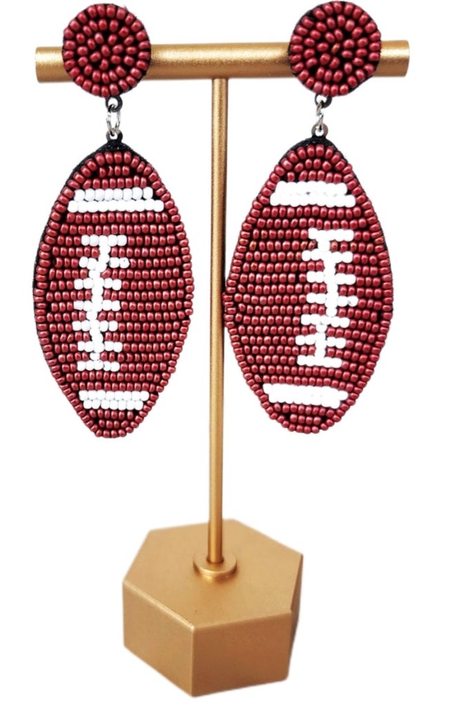 Brown Football Earrings