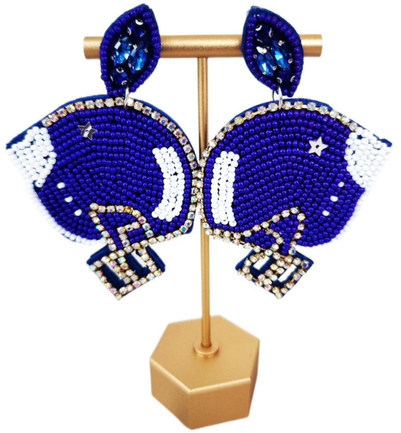 Blue Football Helmet Earrings