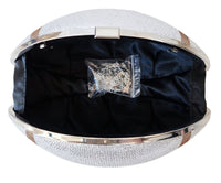 Silver Crystal Football Clutch Purse, Stud Earrings