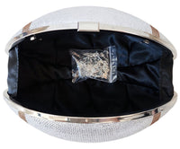 Silver Crystal Football Clutch Purse