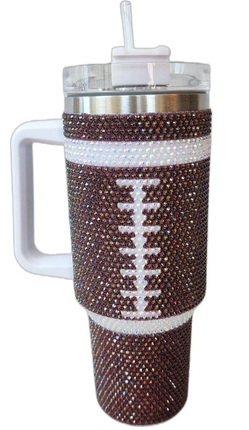 Silver Crystal Clutch, Brown 40 oz Football Tumbler, Football Earrings