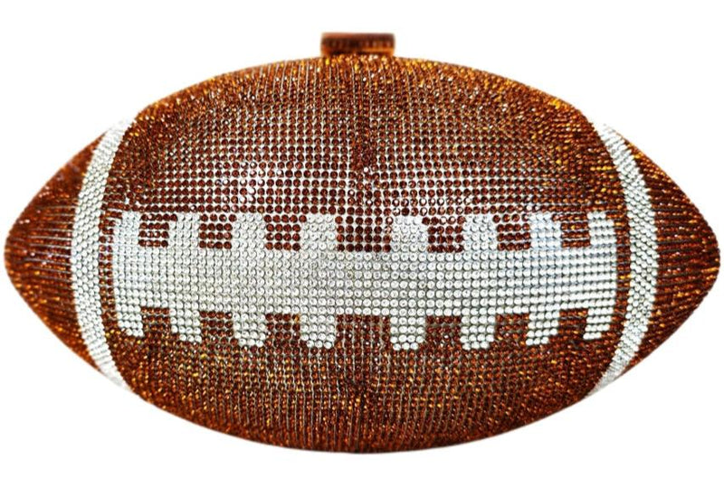 Brown Crystal Football Clutch Purse