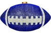 Blue Crystal Football Clutch Purse, Helmet Earrings