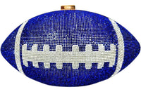 Blue Crystal Football Clutch Purse, Helmet Earrings