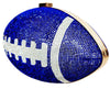 Blue Crystal Football Clutch Purse, Touchdown Earrings