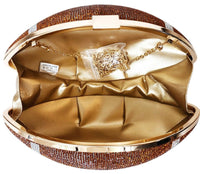 Brown Crystal Football Clutch Purse