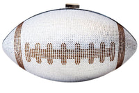 Silver Crystal Football Clutch Purse, Stud Earrings