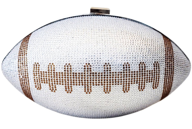 Silver Crystal Football Clutch Purse