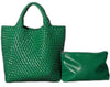 Green Woven Purse and Makeup Bag