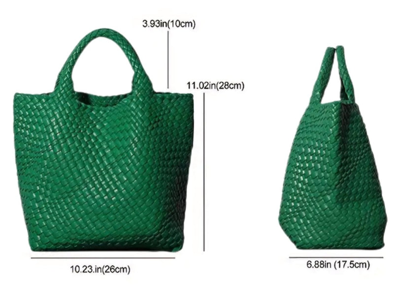 Green Woven Purse and Makeup Bag