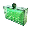 Green Jeweled Transparent Resin Box Clutch Purse