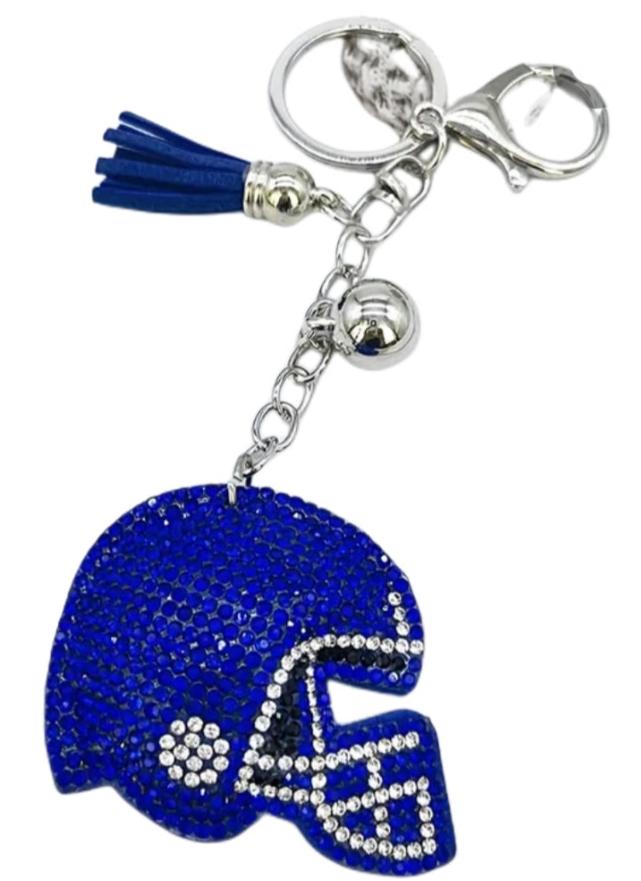 Blue Football Helmet Keychain