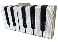 Crystal Piano Keyboard Clutch Purse and Piano Notes Earrings