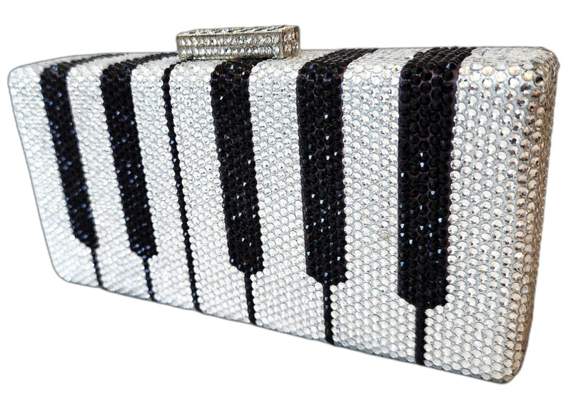 Crystal Piano Keyboard Clutch Purse and Piano Notes Earrings