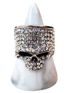 Silvertone Crystal Skull Ring