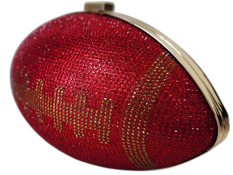 Red Crystal Football Clutch Purse