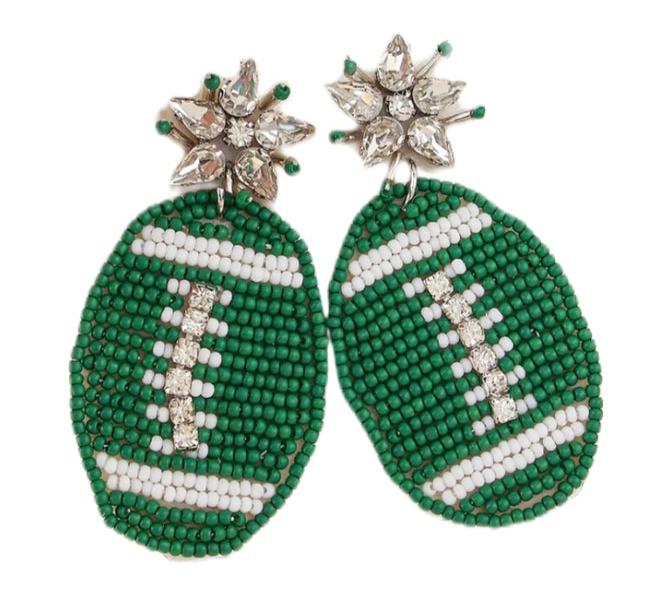 Green Football Earrings