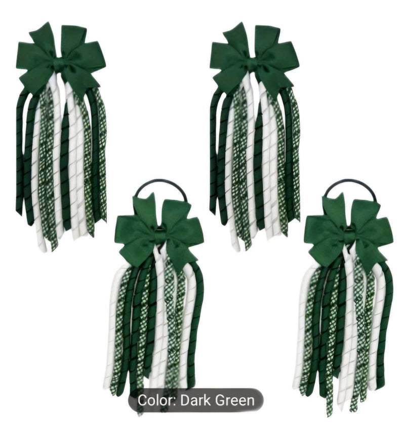 Green and White Girls Hair Bow