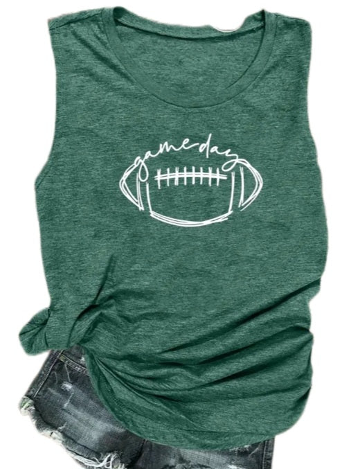 Green Sleeveless Football T-shirt