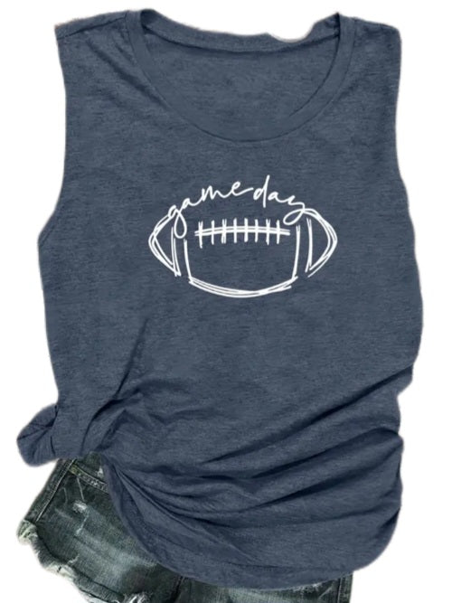 Navy Sleeveless Football T-shirt